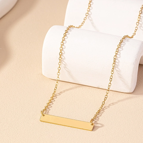 Collana Pendente Lega Geometrico Barra Rettangolare Stile Giapponese Coreano Gioielli Moda Donne Finitura Lucida