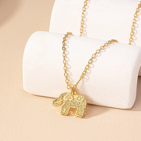 Collana Con Ciondolo Elefante Lega Consistenza Goffrata Minimalista Bohemien Stile Vintage Gioielli Per Donna Regalo Quotidiano