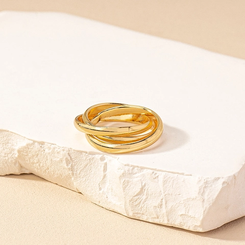 Interlocking Multi Layer Rings For Women Gold Plated Alloy Geometric Minimalist Fashion Jewelry Statement Finger Rings