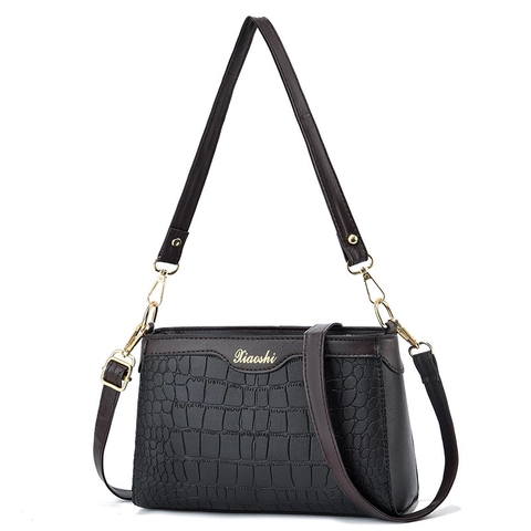 Borsa A Tracolla Donna Piccola Borsa Quadrata Spalla Pelle PU Motivo Coccodrillo Scacchiera Monogramma Hardware Dorato Vintage
