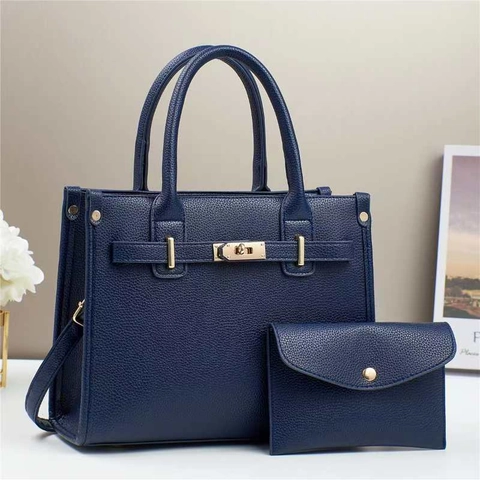 Fashion Handbag And Pouch Litchi Pattern PU Leather Spacious Tote With Adjustable Strap Elegant Women Daily Office