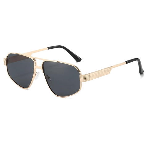 Retro Polygonal Aviator Sunglasses Metal Frame Double Bridge UV400 Protection Outdoor Driving Eyewear For Men Women