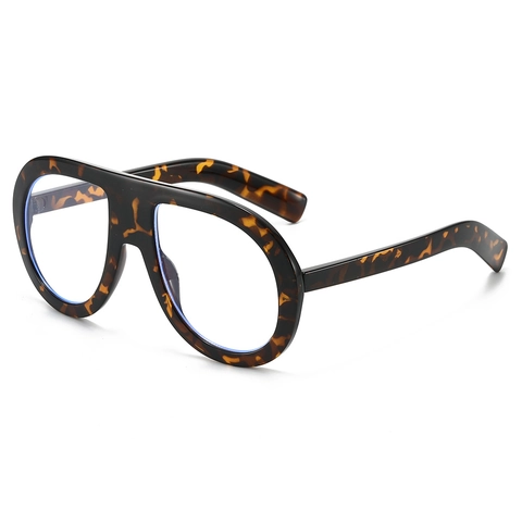 Occhiali Anti Luce Blu Sovradimensionati Retro Moda Quadrati Montatura PC Stampa Leopardata Tartarugato Per Adulto