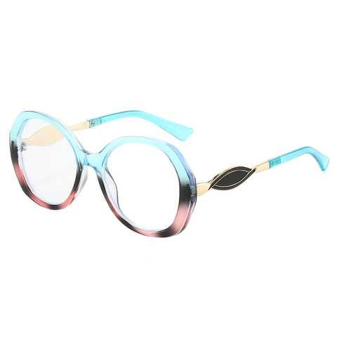 Montature Occhiali Ovali Oversize Retrò Montatura PC Aste In Metallo Anti Luce Blu Lenti Trasparenti Moda Donna Uomo