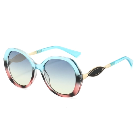 Oversized Round Sunglasses UV400 Protection Gradient Lenses PC Frame Metal Temples Retro Fashion Eyewear For Women Men