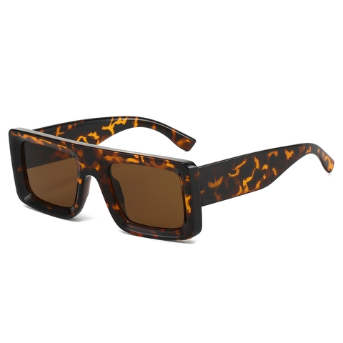 Occhiali Da Sole Rettangolari Spessi Retro Per Uomo Donna Moda Montatura PC Lenti AC Protezione UV400 Hip Hop Ins Style