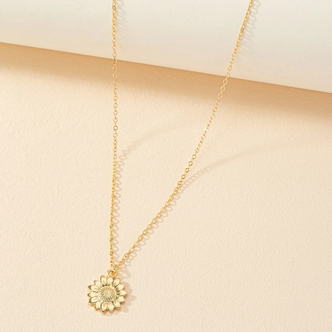 Sonnenblume Anhänger Halskette Zinklegierung Blume Schmuck Geschenk Für Frauen Mode Elegant Verstellbar Kette