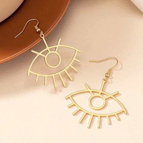 Evil Eye Hängeohrringe Hohle Geometrische Metallschmuck Minimalistischer Stil Für Frauen