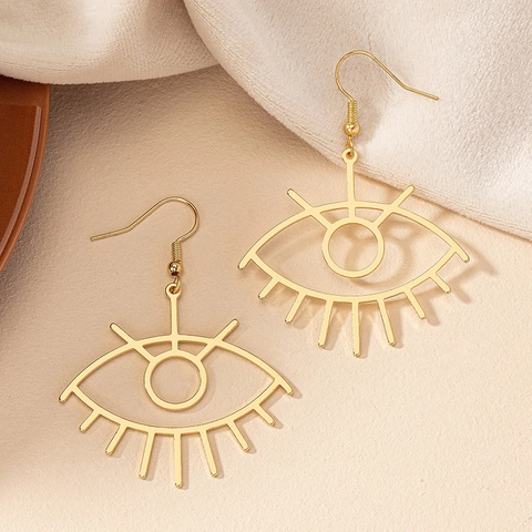 Evil Eye Hängeohrringe Hohle Geometrische Metallschmuck Minimalistischer Stil Für Frauen