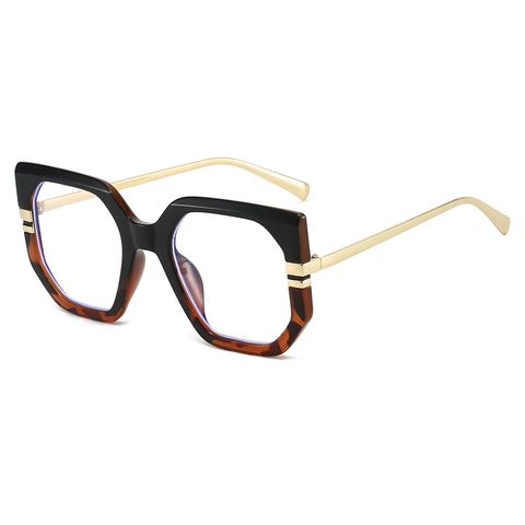 Occhiali Anti Luce Blu Poligonali Geometrici Montatura PC Aste Metalliche Oversize Retro Moda Donna Uomo