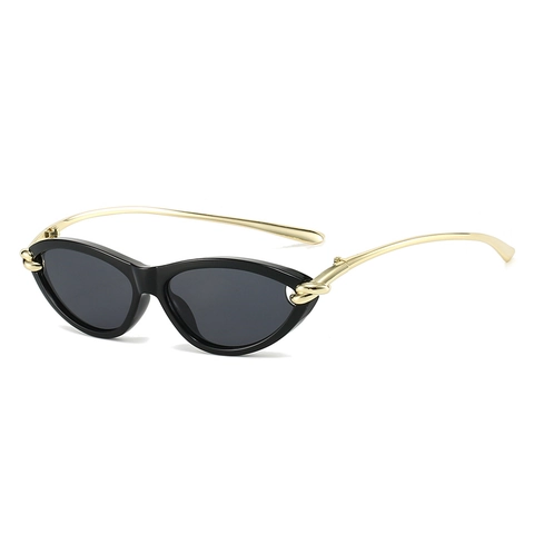 Occhiali Da Sole Occhio Di Gatto Retro Da Donna Aste Con Nodo Metallico Protezione UV400 Montura PC Street Style