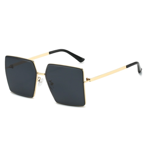 Oversized Square Sunglasses Metal Frame UV400 Protection Fashion Retro Eyewear For Women And Men