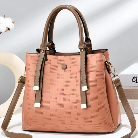 Women Bucket Bag Plaid Checkerboard Contrast Color PU Leather Large Capacity Shoulder Handbag Crossbody Handle