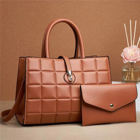 Borsa A Mano Trapuntata E Pochette In Pelle PU Borsa A Tracolla Chiusura Dorata Elegante Versatile Per Donna