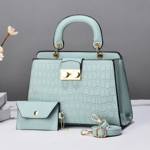 Borsa Da Donna E Piccola Pochette Pelle PU Motivo Coccodrillo Grande Tote Con Tracolla Rimovibile Ufficio Chic