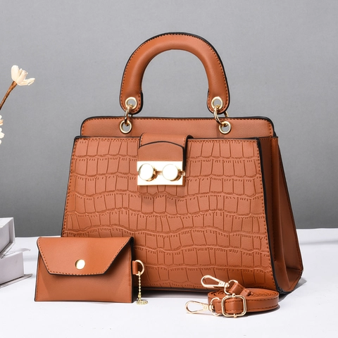 Borsa Da Donna E Piccola Pochette Pelle PU Motivo Coccodrillo Grande Tote Con Tracolla Rimovibile Ufficio Chic