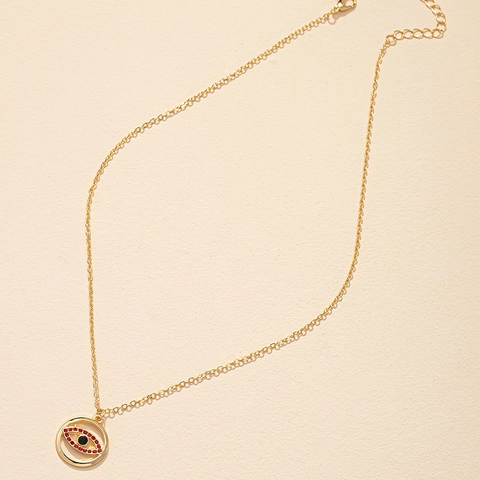 Evil Eye Anhänger Halskette Legierung Rund Straßstein Besetzt Modischer Böhmischer Schmuck Für Damen