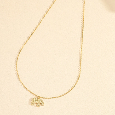 Elephant Pendant Necklace Alloy Rhinestone Hollow Mandala Pattern Bohemian Gold Plated Adjustable Chain Jewelry For Women