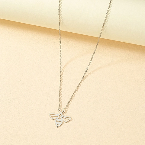 Collier Pendentif Abeille Alliage Géométrique Creux Design Minimaliste Charme Animal Bijoux Mode Pour Femmes Style Moderne
