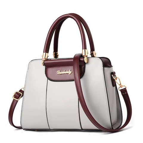 Damen PU Leder Handtasche Große Kapazität Color Block Umhängetasche Mit Abnehmbarem Gurt Elegante Mode Schultertasche