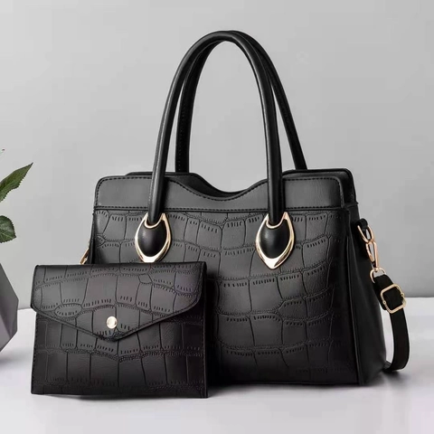 Crocodile Pattern PU Leather Tote Bag And Envelope Clutch Large Capacity Shoulder Crossbody Handbag For Women Korean Style