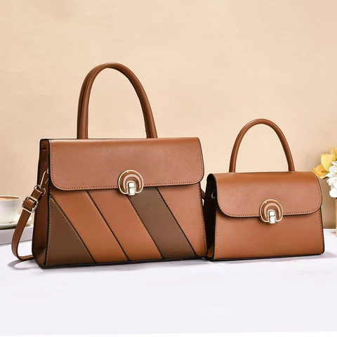 Borsa a Mano e Borsa Piccola da Donna con Strisce a Contrasto Elegante Borsa a Spalla in Pelle Sintetica Tracolla Casual
