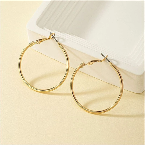 Minimalistische Große Creolen Aus Legierung Für Damen Vergoldet Und Versilbert Glatt Poliert Geometrischer Schmuck