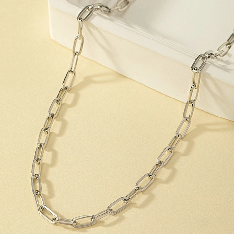 Collana A Catena Con Maglia A Graffetta Minimalista Lega Galvanizzata Maglie Rettangolari Gioielli Di Moda Unisex