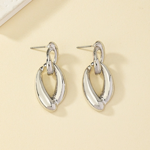 Ineinander Verschlungene Doppelring Ohrringe Legierung Geometrisch Gedrehte Minimalistische Tropfenohrstecker Damen Accessoire
