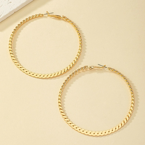 Boucles D'oreilles Créoles Torsadées Alliage Métal Tressé Déclaration Grandes Rondes Bijoux De Mode Pour Femmes