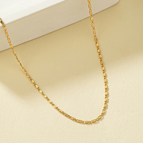 Minimalistische Flache Gliederkette Halskette Legierung Geometrisch Vielseitig Verstellbare Choker Für Damen Elegante Mode