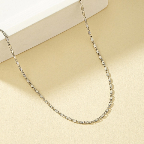 Minimalistische Flache Gliederkette Halskette Legierung Geometrisch Vielseitig Verstellbare Choker Für Damen Elegante Mode