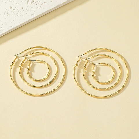 Hoop Earrings Alloy Polished Minimalist Different Sizes Versatile Classic Fashion Jewelry For Women