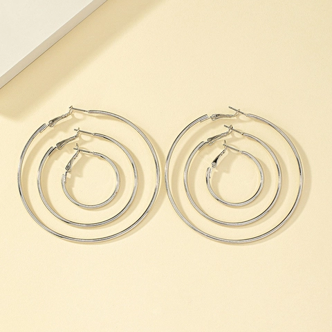 Hoop Earrings Alloy Polished Minimalist Different Sizes Versatile Classic Fashion Jewelry For Women