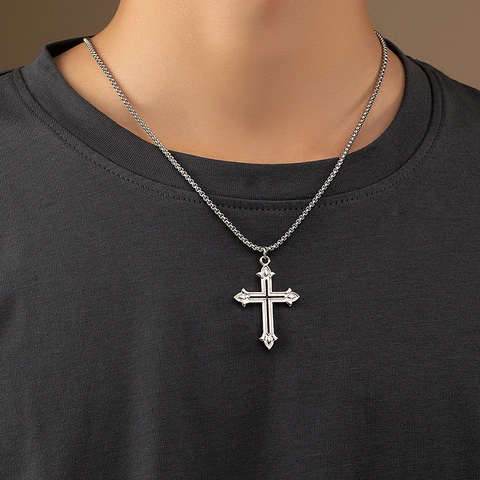 Legierung Emaille Kreuz Anhänger Halskette Gotischer Vintage Retro Stil Schmuck Unisex