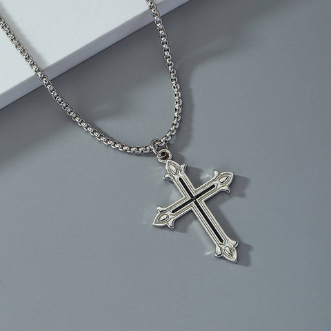 Legierung Emaille Kreuz Anhänger Halskette Gotischer Vintage Retro Stil Schmuck Unisex