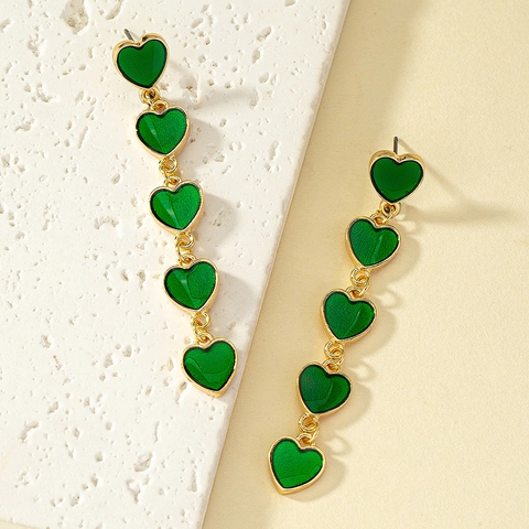 Herz Tropfen Ohrringe Legierung Vergoldet Emaille Vertikale Mehrere Herzen Hängen Elegante Mode Schmuck Für Frauen