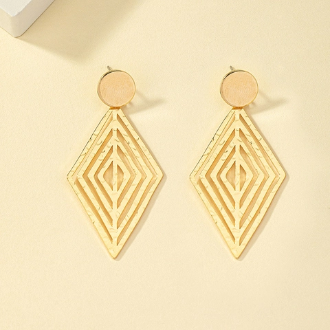 Geometrische Rhombus Hängeohrringe Gehämmerte Metalltextur Große Runde Stecker Minimalistischer Schmuck Für Damen Gold