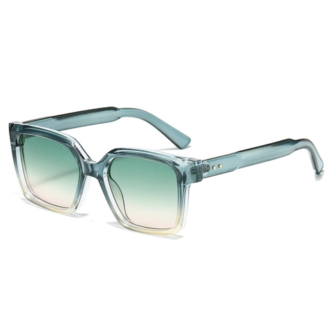 Vintage Oversized Square Sunglasses UV400 Protection PC Frame Metal Rivet Decor Fashion Eyewear Unisex
