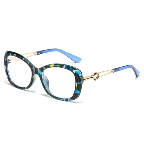 Occhiali Da Vista Cat Eye Donna Moda Plastica Metallo Anti Luce Blu Montatura Grande Stile Vintage