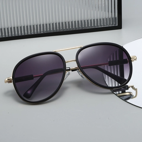 Occhiali Da Sole Aviator Polarizzati UV400 Doppio Ponte Montatura Grande Metallo Plastica Moda Tendenza Per Donna Uomo
