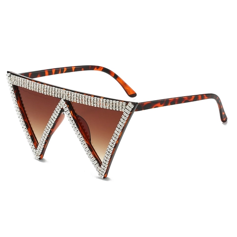 Occhiali Da Sole Oversize Con Strass Montatura A Doppio Triangolo Moda PC Festa Hip Hop Per Donna