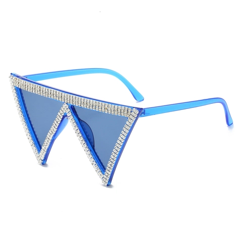 Occhiali Da Sole Oversize Con Strass Montatura A Doppio Triangolo Moda PC Festa Hip Hop Per Donna