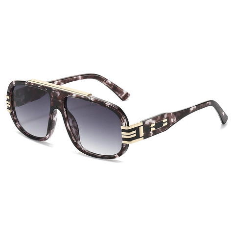 Gafas De Sol Cuadradas Grandes Montura PC Protección UV380 Decoración Metal Dorado Moda Retro Para Hombres Mujeres