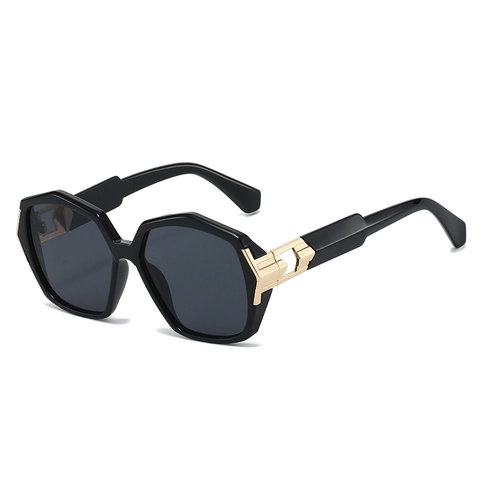 Oversized Hexagon Sunglasses PC Metal Frame UV400 Protection Vintage Geometric Fashion Eyewear For Outdoor Travel