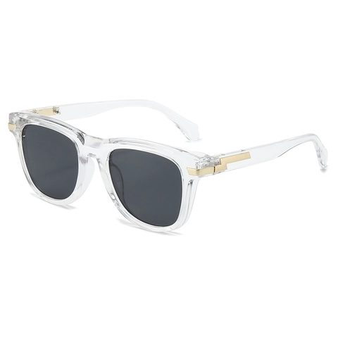 Fashion Square Sunglasses Retro Large Frame PC UV400 Protection Eyewear With Gold Metal Decor For Men Women