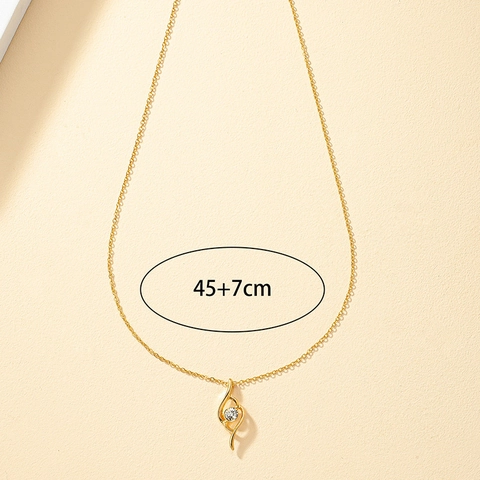 Elegante S-Vormige Hanger Ketting Legering Verguld Ronde Heldere Zirkoon Minimalistische Sieraden Voor Vrouwen