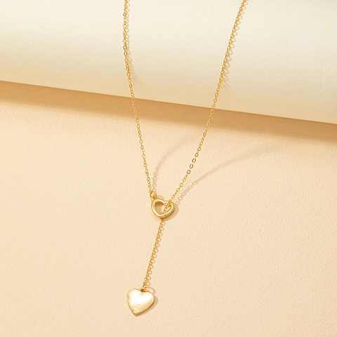 Herz Y-Form Halskette Legierung Vergoldet Minimalistischer Eleganter Anhänger Schmuck Für Frauen Täglicher Gebrauch