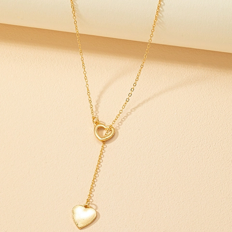 Herz Y-Form Halskette Legierung Vergoldet Minimalistischer Eleganter Anhänger Schmuck Für Frauen Täglicher Gebrauch