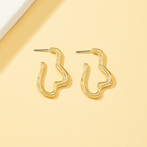 Pendientes De Cara Abstracta Aleación Irregulares Geométricos Minimalista Color Oro Joyas De Moda Para Mujeres